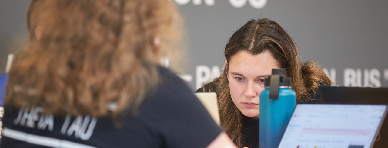 230920aInnovation070.jpgJason Heikenfeld, Kate Harmon, and Candace Wade meet with their Innovation Challenge 2 group in the Lindner College of Business Kautz Attic.