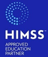 Infographic reading Approved education partner by Healthcare Information and Management Systems Society (HIMMS) with their logo.